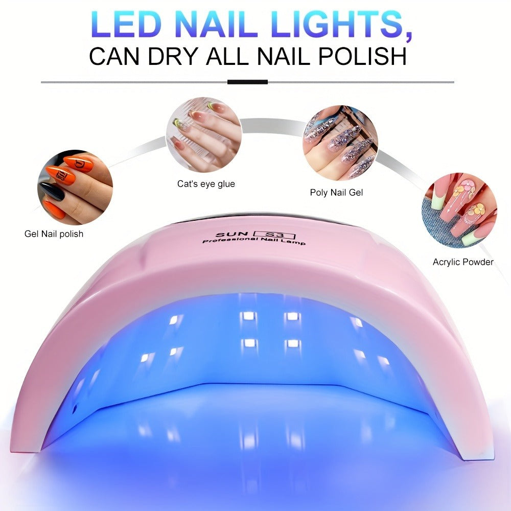 SUN S3 UV LED Nail Lamp with 24 Light Beads, 5V Input, Digital Display and Three Color Options