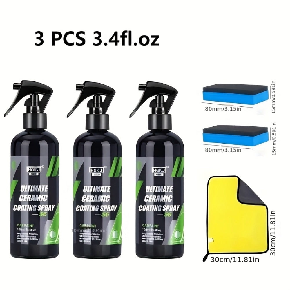 Car Ceramic Coating Spray by HGKJ with 100ml and 300ml Bottle Options for Exterior Paint Application
