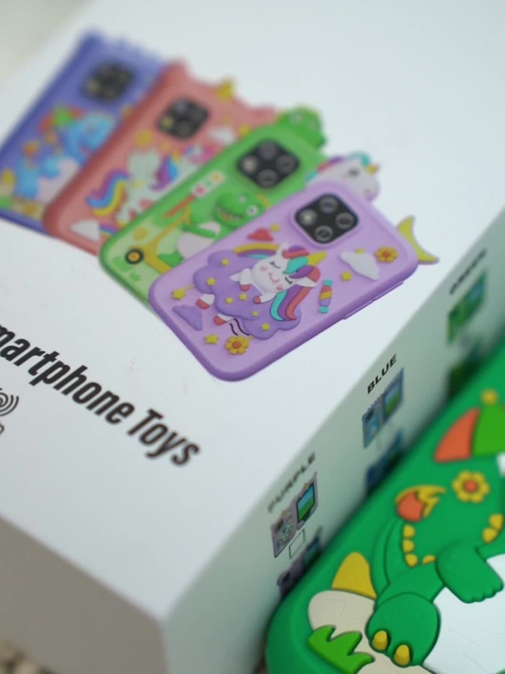 Dinosaur Toy Phone in Green or Purple with Dual Cameras, Touchscreen Interface and 8GB SD Card Label
