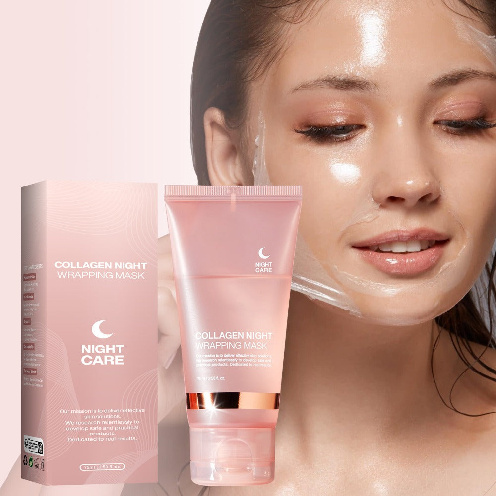 Collagen Night Mask with Brush Overnight Face Mask Sleeping Mask Elasticity Skin Care for All Skin Types
