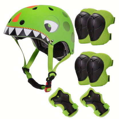 Kids Bike Helmet with Knee and Elbow Pads, Adjustable Gear Set for Ages 5-14, 350g with Ventilation