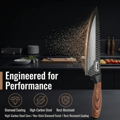 Seven-Piece Kitchen Knife Set with Four Blades, Scissors, Peeler and Sharpener, Offered in Two Styles
