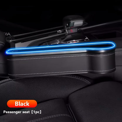 Black Lighted Seat-Gap Car Organizer with Phone Slot, USB Ports and Driver, Passenger or Pair Options
