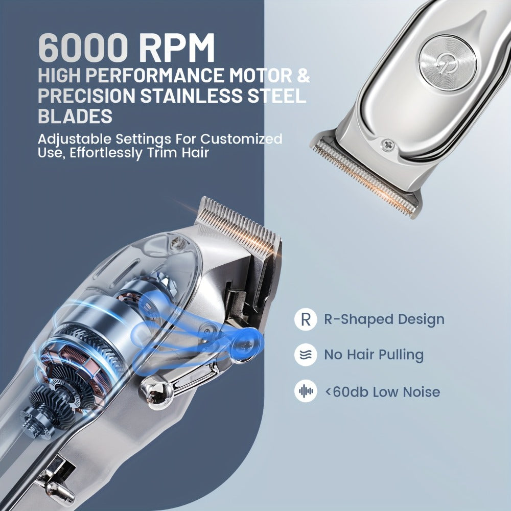 Hair Clipper MENSURE Single or Two-Tool Cordless Set with Type-C Charging, LCD Display and Seven Guide Combs