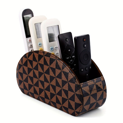 Five-Compartment PU Leather Remote Control and Desk Organizer Caddy with Nine Color and Print Options