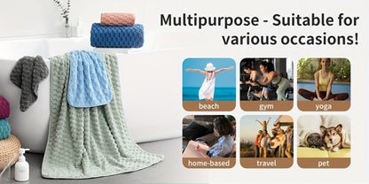 Bath Towels Set Single or 4-Piece 800GSM Oversized Microfiber Towels 32 x 64 Inch for Home and Guest Use