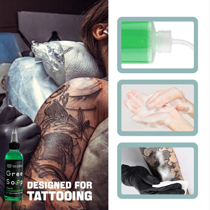 Tattoo Green Soap Cleaning Kit Neebol 8.5oz Concentrated Soap Squeeze Bottle Moisturizing Balm Cream Lint-Free Wipes Complete Skin Care Set