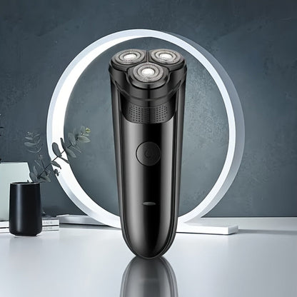 Electric Shaver Cordless Rotary Grooming Kit with USB Charging Cable in Blue or Black for Daily Use