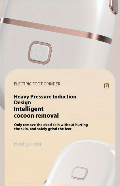 Callus Remover for Feet Electric Rechargeable Foot Grinder with 3 Grinding Heads & 2 Speed Settings – USB Portable Pedicure Tool for Cracked