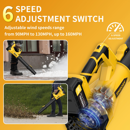 Cordless Leaf Blower 580CFM 160MPH, 40V Brushless Motor, 4.0Ah Battery, 6-Speed, Extension Nozzle
