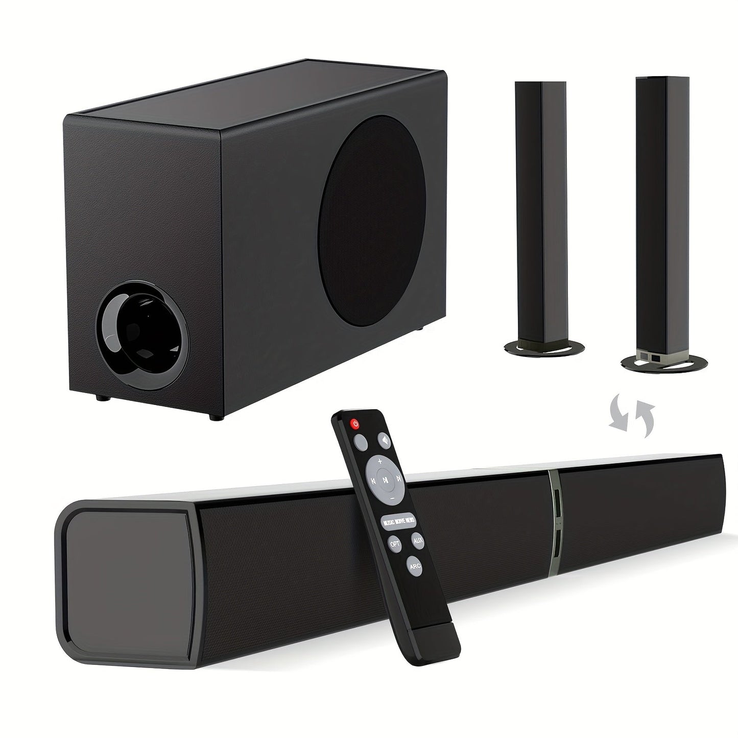 Soundbar with Subwoofer 2.1CH Home Theater Sound Bar for Smart TV, Deep Bass Wireless Bluetooth 5.0