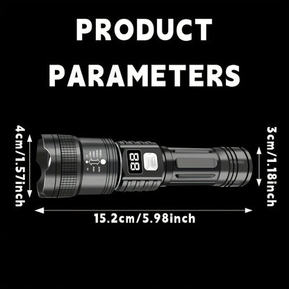 Flashlight Rechargeable 4-Piece Zoom Set with Digital Displays, USB Charging and IP65 Rating