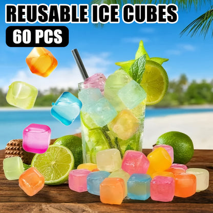 Reusable Plastic Ice Cubes 60/90/120/165 PCS - Non-Melting Non-Diluting Refreezable Ice Cubes for Whiskey