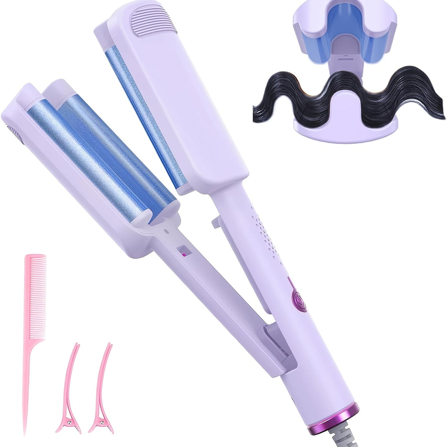 Hair Curling Iron 1.25 Inch - Beach Wave Curling Wand with Dual Voltage, Deep Wave Barrel, Anti-Frizz Ceramic Coating