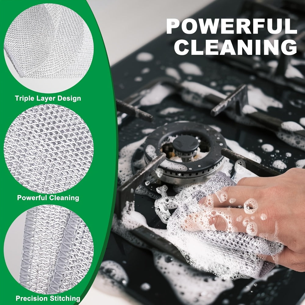 Stainless Steel Kitchen Scrubber Wire Cleaning Cloth Scratch Resistant Reusable Dish for Home Cooking, Dining and Outdoor Meals
