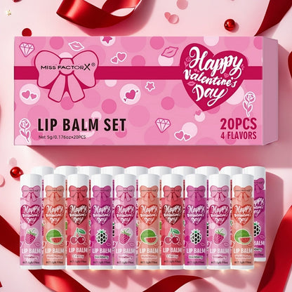 Glossy Tinted Lip Balm Set 20 PCS Gift Box – Moisturizing Long-Lasting Hydration Replenishing Lip Care for Dry Sensitive Lips Women Birthday