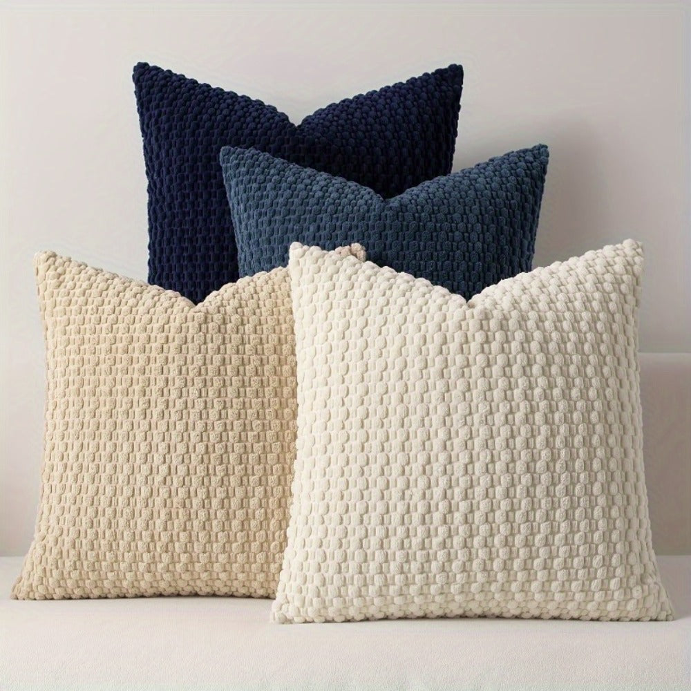 Velvet Throw Pillow Covers 4-Pack 20x20 Inch - Double-Sided Cushion Covers with Zipper Closure