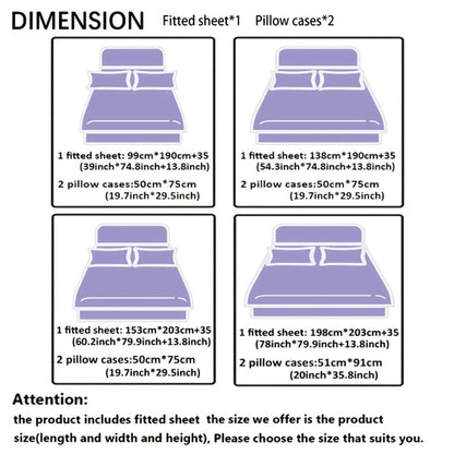 Bed Sheet Set 3 Piece Super Soft Microfiber Fitted Sheet with Pillowcases – Deep Pocket 15 Inch Crown Letter Print Color Block Bedding Twin