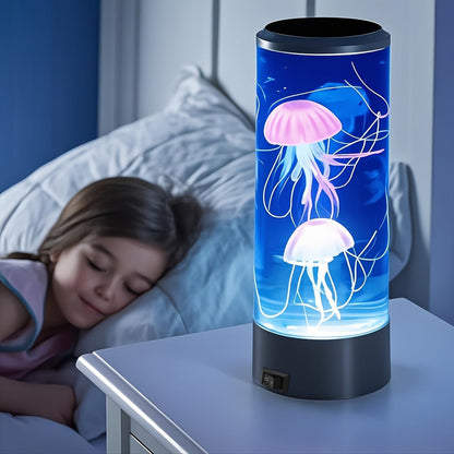 Jellyfish Lamp Deep Sea Atmosphere Night Light - Lifelike Color Changing LED Jellyfish Lava Lamp for Bedroom