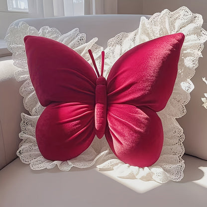 Butterfly Shaped Throw Pillow 3D Bow Decorative Cute Accent Pillow for Bed Sofa Couch Velvet for Entryways, Bedrooms and Living Spaces