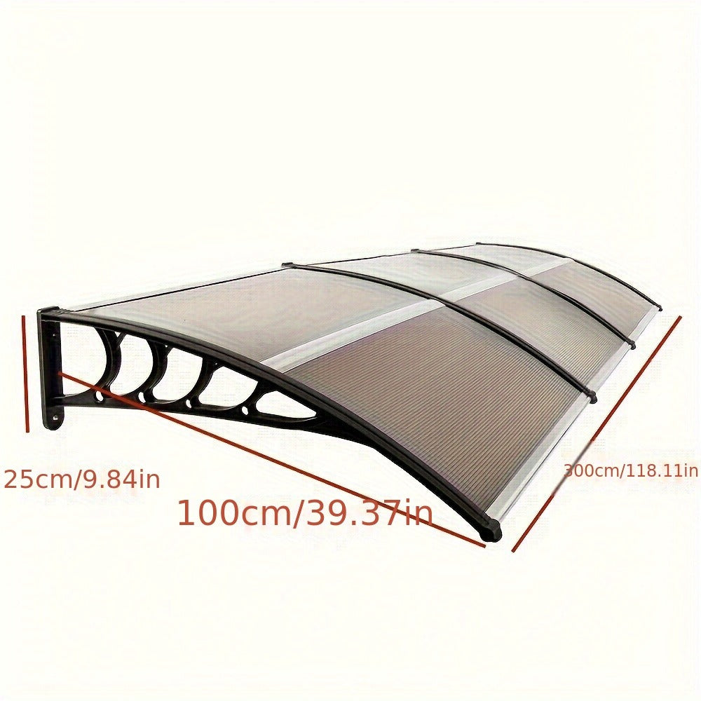Door Window Awning Canopy 120x38 Inch Polycarbonate Rain Sun UV Snow Shield with Aluminum for Entryways, Bedrooms and Living Spaces