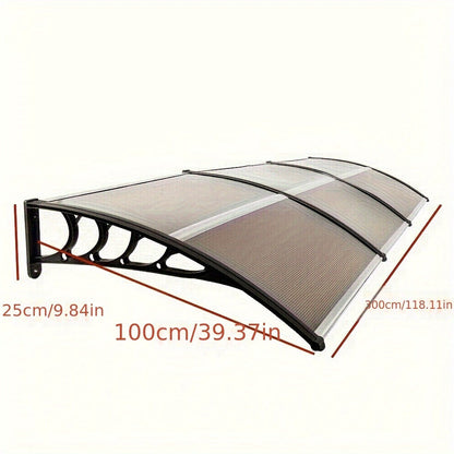 Door Window Awning Canopy 120x38 Inch Polycarbonate Rain Sun UV Snow Shield with Aluminum for Entryways, Bedrooms and Living Spaces
