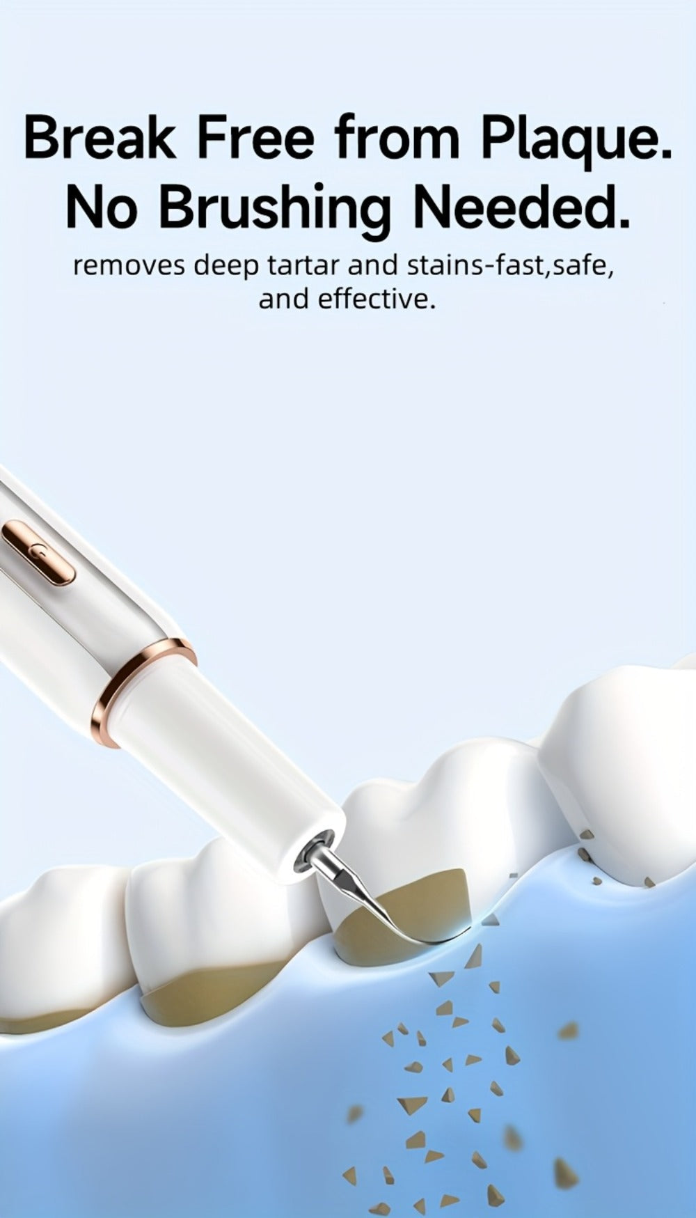 Electric Tooth Cleaner Tartar Remover Rechargeable – 5 Speed Modes, LED Light, USB Charging, 2 Replaceable Brush Heads
