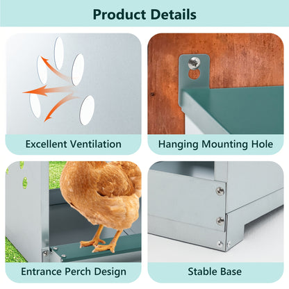 Chicken Nesting Box – Metal 4/6/8-Hole Hen Nesting Box with Ventilation & Legs, Space-Saving Galvanized Steel Egg Laying Box for Indoor