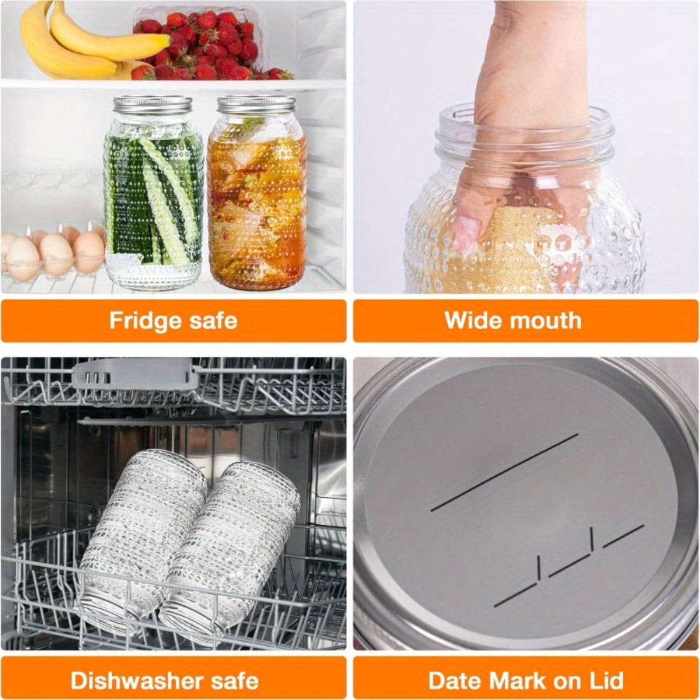 Mason Jars 64oz Wide Mouth with Lids 3 Pack Large Glass Canning Jars Airtight for Food for Home Cooking, Dining and Outdoor Meals