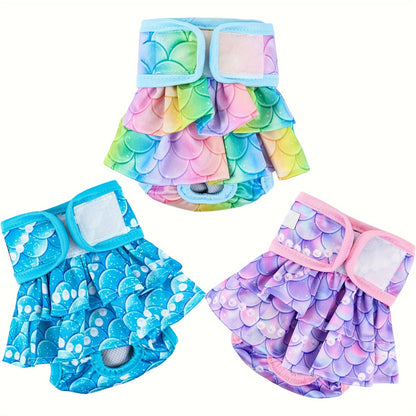 Female Dog Diapers Reusable Washable 3-Pack – Dog Panties Diaper Skirt for Dogs in Heat, Period, Incontinence & Excitable Urination, Size S