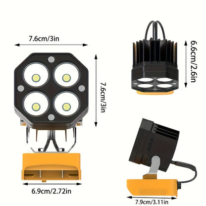 Four-Leaf Clover LED Work Light Compatible with DeWalt 20V Battery, Portable Cordless Job Site Lamp with Built-In Switch for Workshop
