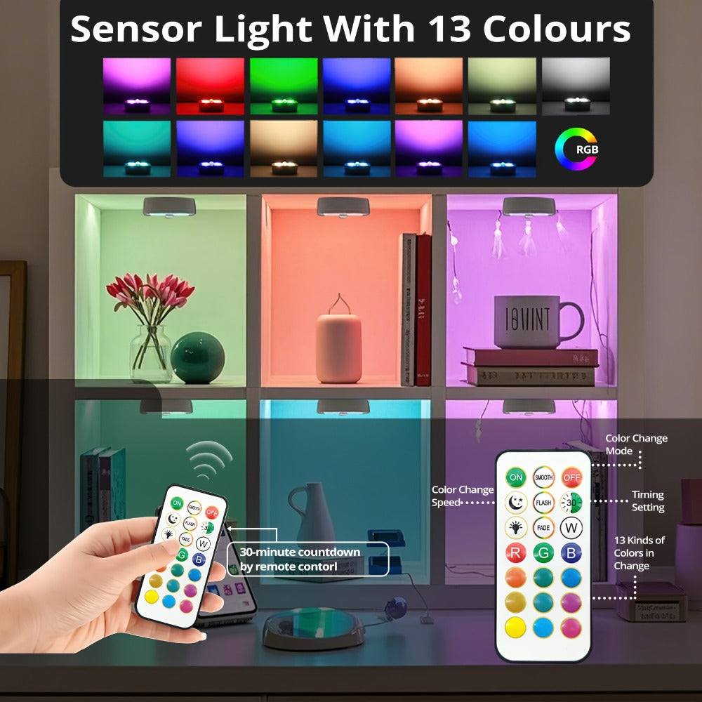 Puck Lights Rechargeable RGB with Charging Station - Motion Sensor Under Cabinet Lighting for Home Cooking, Dining and Outdoor Meals