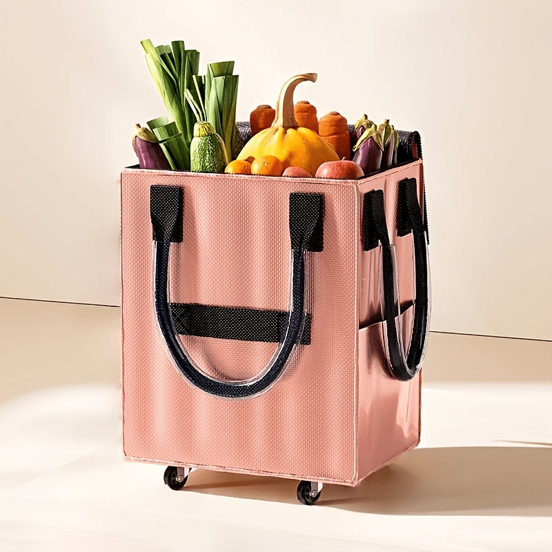 Rolling Grocery Bag with Wheels 60L Extra Large | 16 Gallon Heavy Duty Foldable Shopping Cart Waterproof | Multi-Function Travel Tote