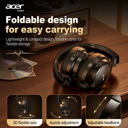 Acer OHR560 Over-Ear Headphones with Bluetooth 5.3, 40mm Drivers, ANC and ENC Labels, Foldable Earcups and AUX