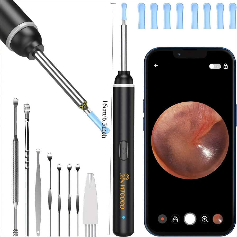 1080P-Marked Wireless Visual Ear Camera Kit with Six LED Lights, Cleaning Heads and Three Color Options