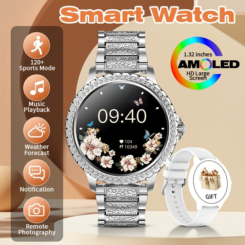 Smart Watch 1.32-Inch AMOLED Round Display with Wireless Calling, 20 Sport Modes and Three Metal Colors