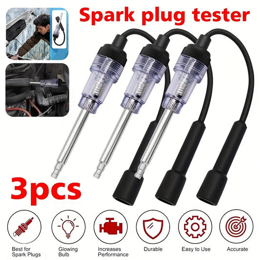 Spark Plug Tester 3-Pack – Automotive Diagnostic Tool with Glowing Bulb Indicator for Cars, Lawnmowers & Small Engines