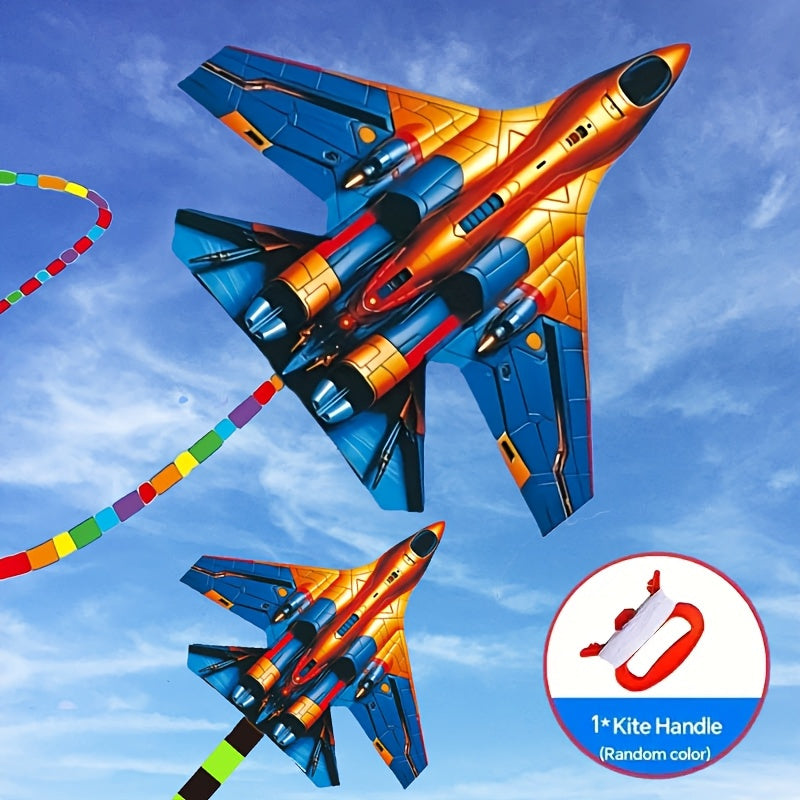 Large Fighter Plane Kite 200cm+ Polyester – Colorful Stunt Kite for Adults & Kids, Outdoor Flying Fun at Beach Park & Open Fields