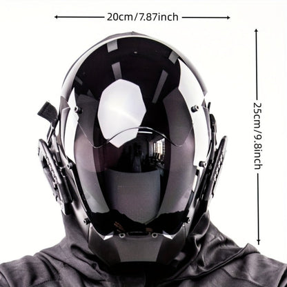 Mechanical Cyberpunk Mask Black, Futuristic Sci-Fi Half Face Costume Prop for Halloween Cosplay, Rave Bar Club Party