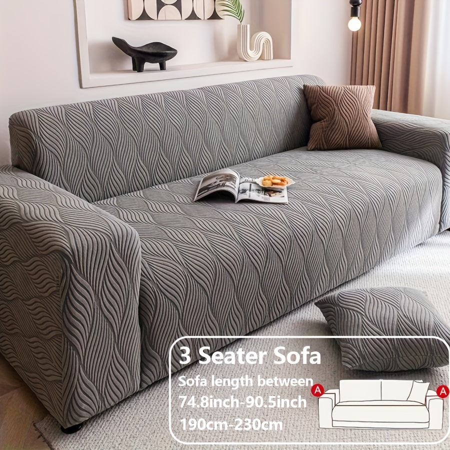Sofa Cover Polar Fleece Modern Jacquard Elastic Slipcover with Elastic Fit for 1 to 4-Seater Sofas