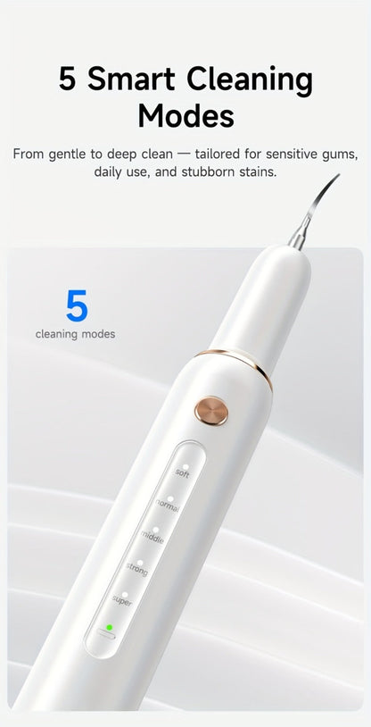 Ultrasonic Tartar Remover Electric Tooth Cleaner 5-Speed IPX6 Waterproof USB Rechargeable Dental Scaler