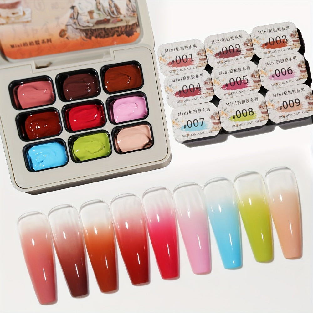 Gel Nail Polish Set 9 Colors Autumn Winter Gradient Collection, Firm Pat Glue Soak Off UV LED Gel Polish