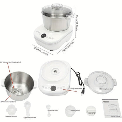 Electric Dough Maker 7Qt with Fermentation Function - 250W Dough Kneading Machine, 304 Stainless Steel Bowl