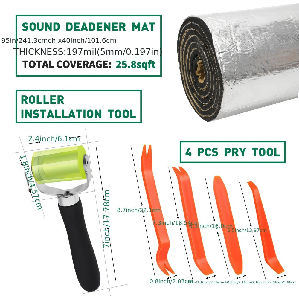 Sound Deadener Mat for Cars – Heat Shield & Noise Reduction Insulation with Self-Adhesive Backing, Reflective Aluminum Foil