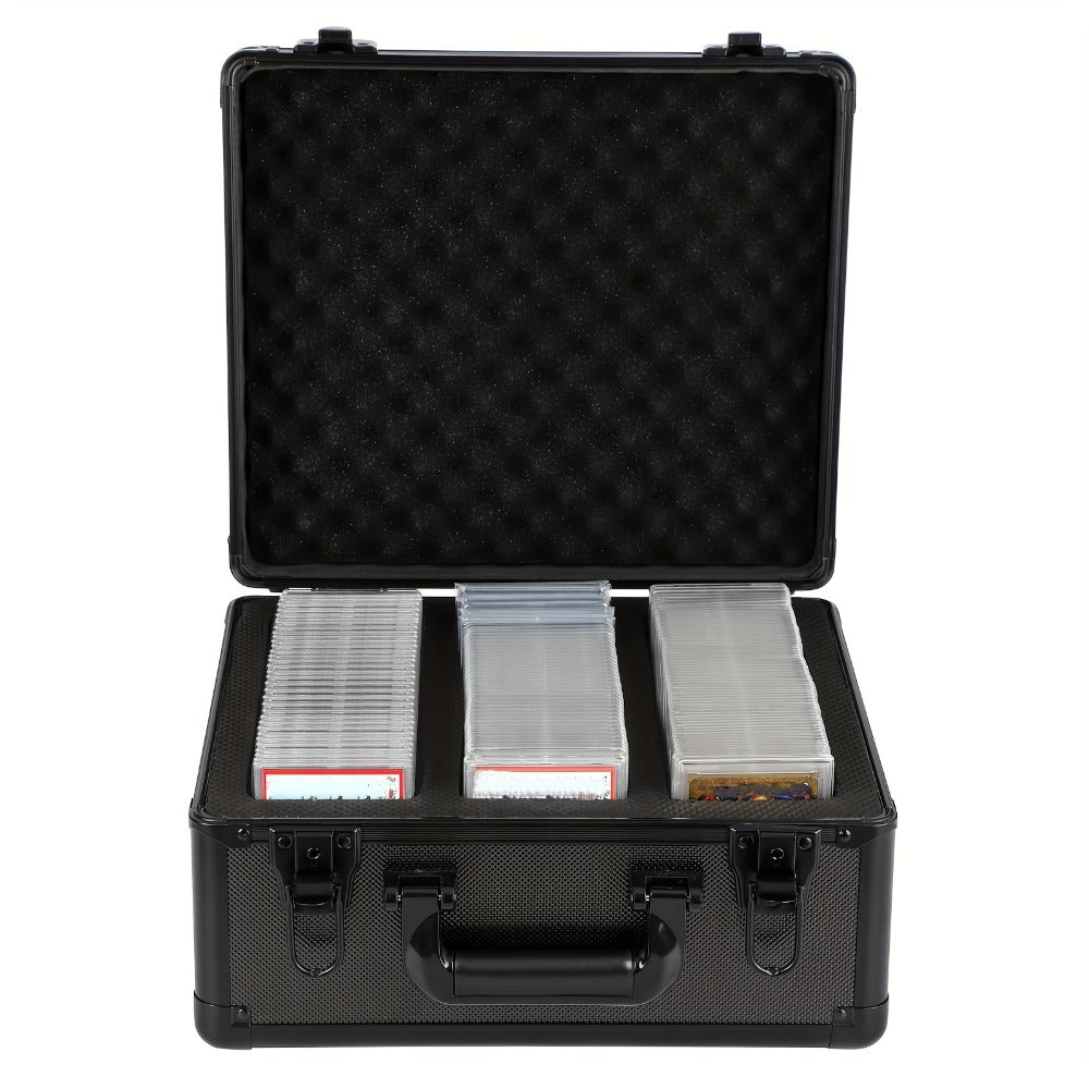 Graded Card Slab Storage Box 3-Compartment for PSA BGS FGS SGC – Premium Black Carrying Case 13.5x11.5x7.1 Inch Protects Slabs and Sleeved