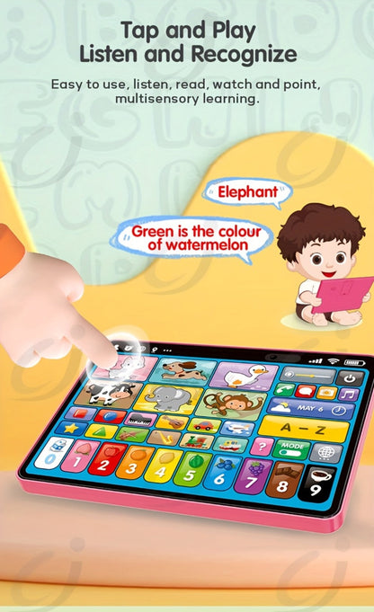Trilingual Toddler Learning Tablet Toy, 39 Buttons 4 Play Modes Alphabet Numbers Colors Animals Music