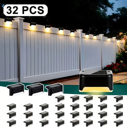 Solar LED Deck and Step Light Set in 8-, 16- or 32-Piece Packs with Black, White or Brown Shells