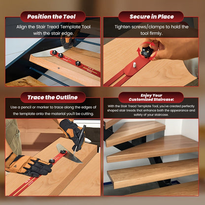 Stair Tread Gauge Template Tool Jig Stair Tread Shelf Measuring Layout Tool for Cutting for Entryways, Bedrooms and Living Spaces