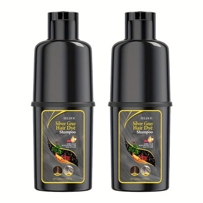 Hair Color Shampoo, EELHOE Silver Gray Two-Bottle Set with 3.38oz in Each Labeled Pump Bottle