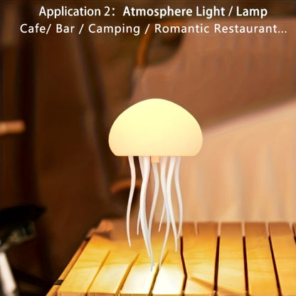 Jellyfish-Shaped Table Night Light with White Dome, Flexible Tentacles and Square Base Pictured